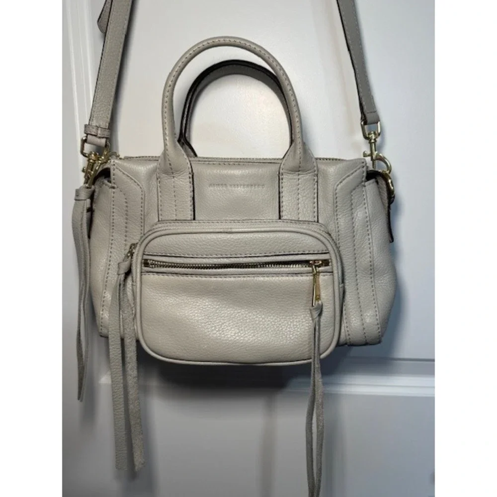 Aimee‎ Kestenberg Grey Pebble Leather Satchel Crossbody Bag Gold Hardware